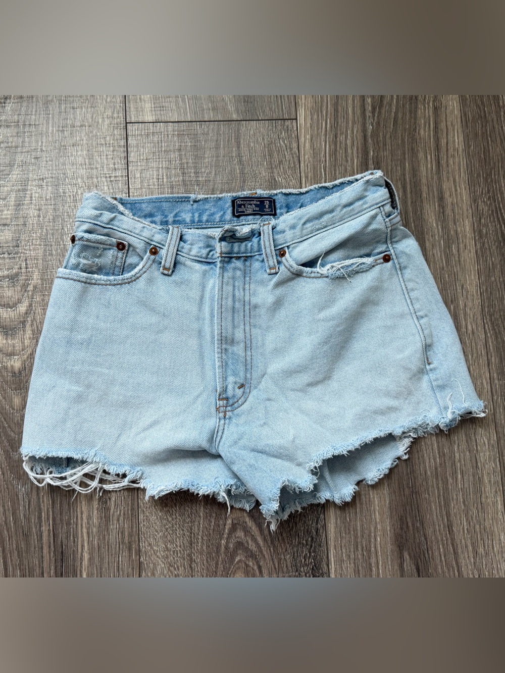 Abercrombie & Fitch Light Blue Distressed Denim Shorts